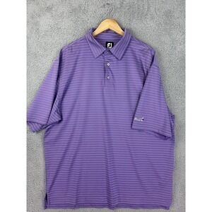 FootJoy Polo Shirt Mens XL Purple Striped Golf Performance Embroidered Rugby Men